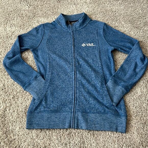 Vail Tops - VAIL Resort Wear Blue Zip Up Small S Polyester Cotton Fleece Jacket